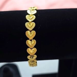 Stainless steel gold plated heart bangle